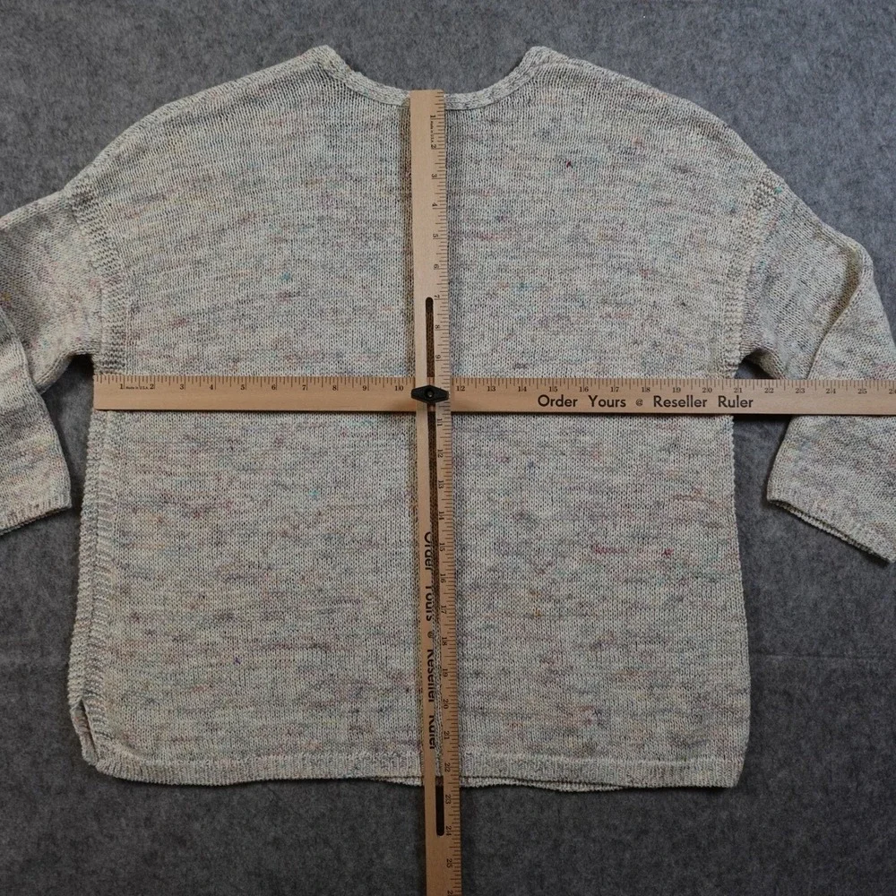 J. Jill Sweater Womens Medium Petite V Neck Knit Marled‎ Multicolor Long Sleeve